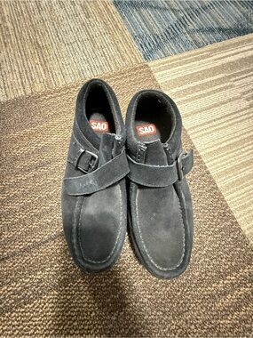 SAO Men's Black Suede Strap Slip-On Loafers